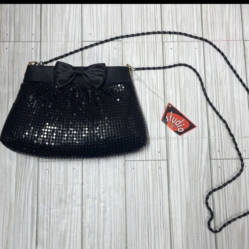 Studio Imports Shoulder Bag Purse Black Sequins Bow New With Tags